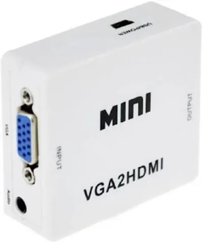 Yaksha Mini VGA to HDMI Adapter, Mini VGA to HDMI Converter Full HD 1080P High Resolution Compatible for LCD, TV, Laptop, Desktop, Computer (White) (with USB Cable)