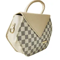 stylish colored box sling bag (grey white)-thumb1