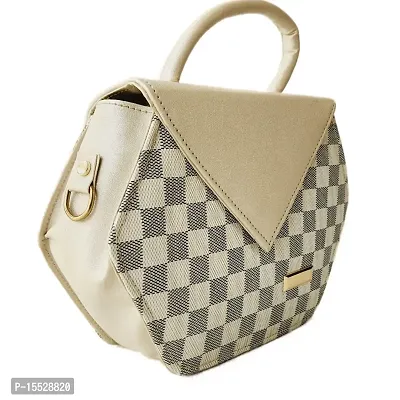 stylish colored box sling bag (grey white)-thumb2