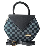 hexagonal shaped sling bag (blue black)-thumb2
