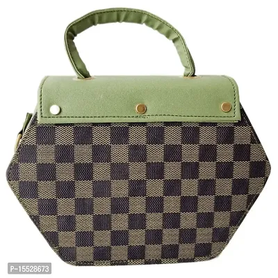 stylish colored box sling bag (green black)-thumb4