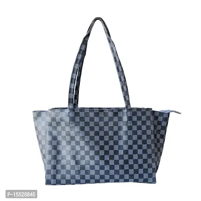 checkbox multicolor tote bag (blue-black)-thumb0