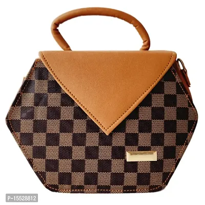 stylish colored box sling bag (brown black)