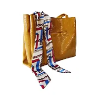 mid size tote bag with scarf (mustard)-thumb1