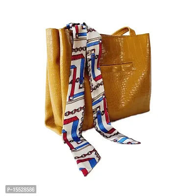 mid size tote bag with scarf (mustard)-thumb2
