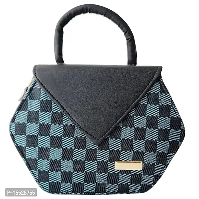 hexagonal shaped sling bag (blue black)-thumb0