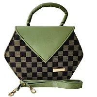 stylish colored box sling bag (green black)-thumb2