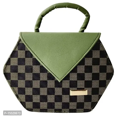 stylish colored box sling bag (green black)
