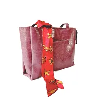 mid size tote bag with scarf (pink)-thumb1