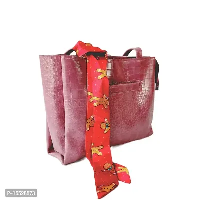 mid size tote bag with scarf (pink)-thumb2