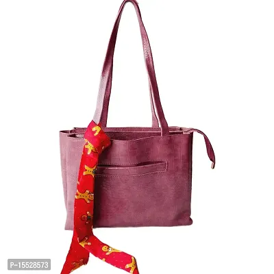 mid size tote bag with scarf (pink)-thumb0