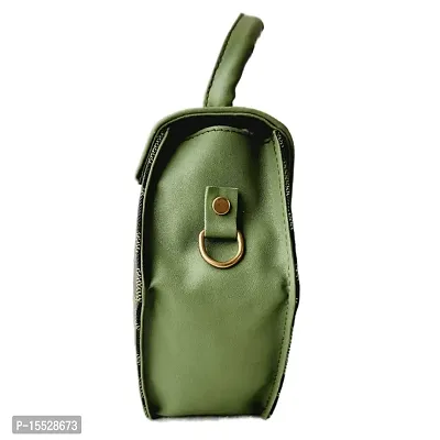 stylish colored box sling bag (green black)-thumb5