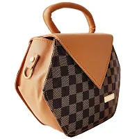 stylish colored box sling bag (brown black)-thumb1