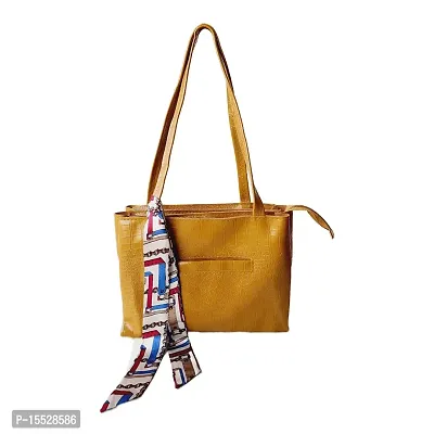 mid size tote bag with scarf (mustard)
