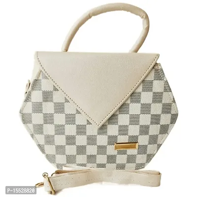 stylish colored box sling bag (grey white)-thumb3