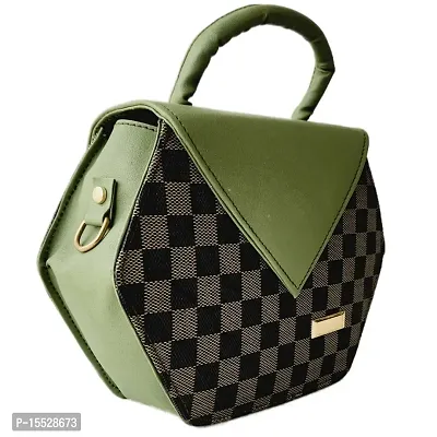 stylish colored box sling bag (green black)-thumb2