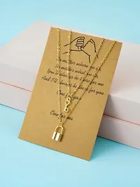 Lock Gold style With Key Pendant Necklace For Girls And Women-thumb1