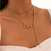 Trinagle style Necklace with Triple circle Pnecklace for Women and Girl-thumb1