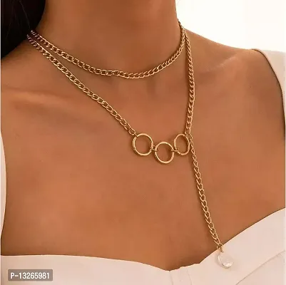 Trinagle style Necklace with Triple circle Pnecklace for Women and Girl-thumb2