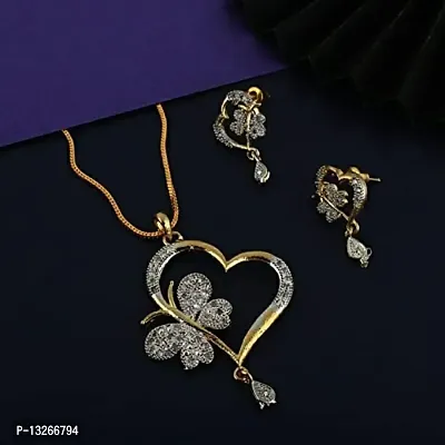 Butterfly Heart Earrings & Nacklace Set for Girls & Women ! Earrings for Girls & Woman ! Pendant for Girl and Women ! Jewelry for Party ! Jewelry Accessories for Girl !-thumb3