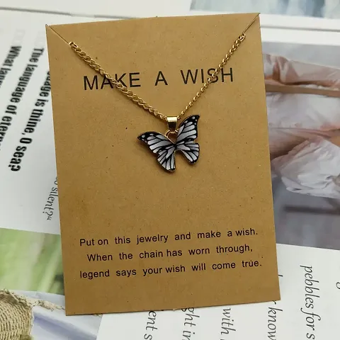 Stylish Alloy Butterfly Pendant with Chain