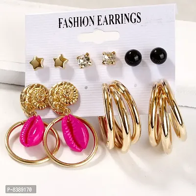 Stylish Brass Earrings Combo Set For Women-thumb0