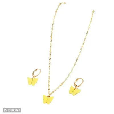 Fashionable And Trendy Butterfly Huggie Earrings And Necklace Combo Set For Girls And Women..-thumb0