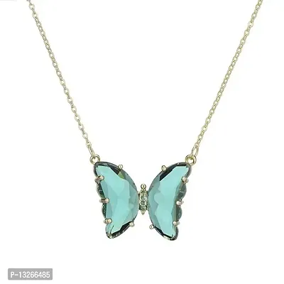 Charming Gold Plated Crystal Butterfly Pendant Necklace For women and girl-thumb0