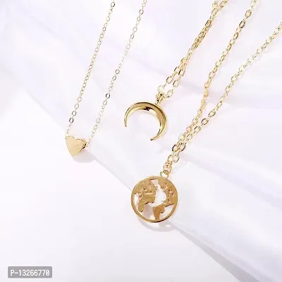 Love Moon With earth Pendant Layer necklace-thumb3