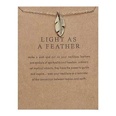 Light As Feather Card With Pendant Design Necklace