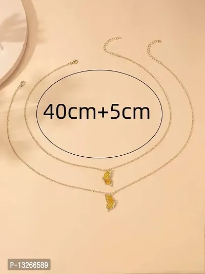 Yellow Colorline Design Butterfly Necklace For Girls and Women-thumb3