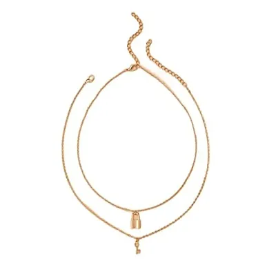 Lock Gold style With Key Pendant Necklace For Girls And Women