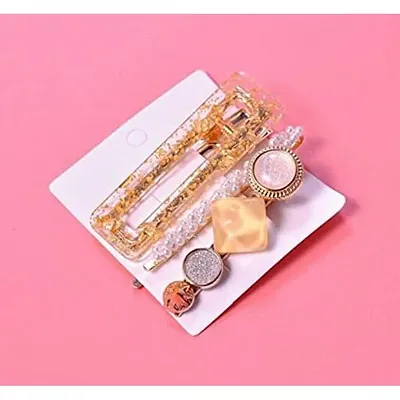 Korean Yellow Pearl Hairclip Set Clutcher For Girls And Women