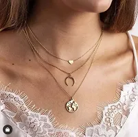 Love Moon With earth Pendant Layer necklace-thumb1