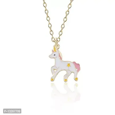 Trendy Korean Style Unicorn And Rainbows Pendant Necklace For Girls And Women-thumb0