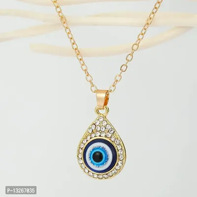 Evil Eye Pendant Necklace Paved Crystal Evil Eyes Alloy Necklace-thumb3