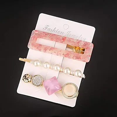 Pink Pearl Hairclip Set For Girls And Women Styling Hair Band
