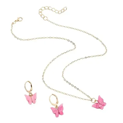 Fashionable And Trendy Butterfly Huggie Earrings And Necklace Combo Set For Girls And Women..