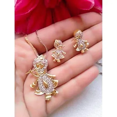 Radha Earrings & Nacklace Set 1 for Girls & Women ! Earrings for Girls & Woman ! Pendant for Girl and Women ! Jewelry for Party ! Jewelry Accessories for Girl !