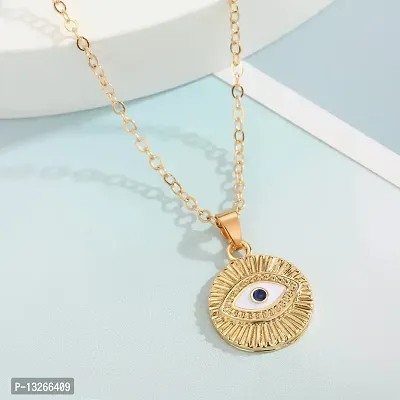 Stylish Gold Plated Evil Eye Pendant Necklace for Women-thumb3