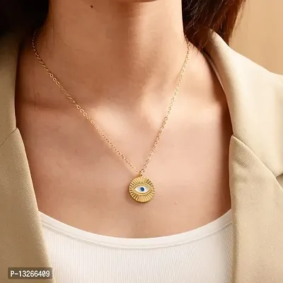 Stylish Gold Plated Evil Eye Pendant Necklace for Women-thumb4