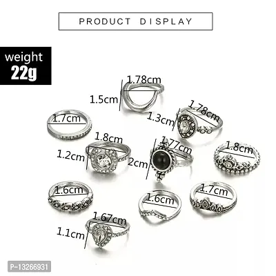 Bohemia Rings Gold-Plated Novelty Stackable Rings Set of 10-thumb3