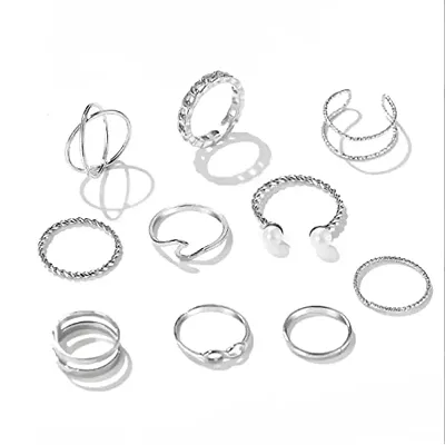 Bohemia Rings Gold-Plated Novelty Stackable Rings Set of 10