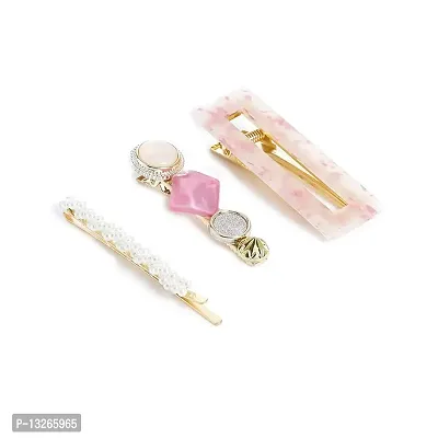 Pink Pearl Hairclip Set For Girls And Women Styling Hair Band-thumb0