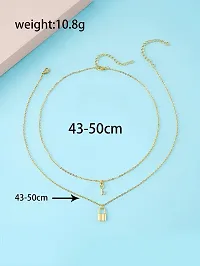 Lock Gold style With Key Pendant Necklace For Girls And Women-thumb2