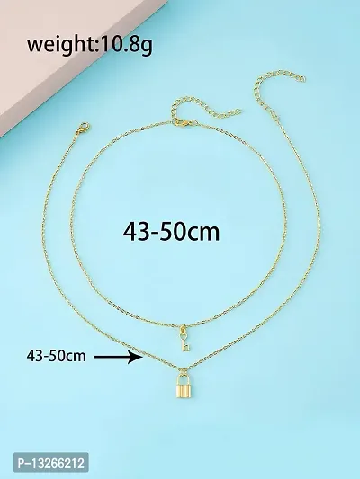 Lock Gold style With Key Pendant Necklace For Girls And Women-thumb3