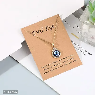 Evil Eye Pendant Necklace Paved Crystal Evil Eyes Alloy Necklace-thumb5