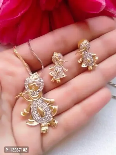 Radha Earrings & Nacklace Set 1 for Girls & Women ! Earrings for Girls & Woman ! Pendant for Girl and Women ! Jewelry for Party ! Jewelry Accessories for Girl !-thumb0