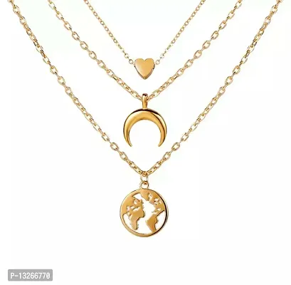 Love Moon With earth Pendant Layer necklace-thumb0