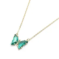 Charming Gold Plated Crystal Butterfly Pendant Necklace For women and girl-thumb1